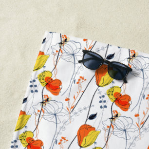 Tropical summer   Beautiful yellow  florals Design Beach Towel