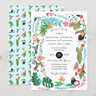Tropical Summer Birds Wedding Invitations