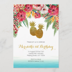 Tropical Summer Birthday Invitation