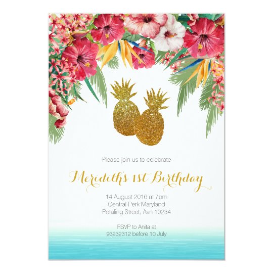 tropical summer birthday invitation zazzle co uk