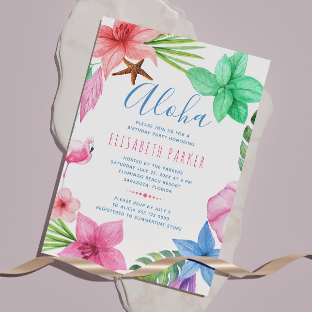 Tropical summer budget birthday party invitation (Creator Uploaded)