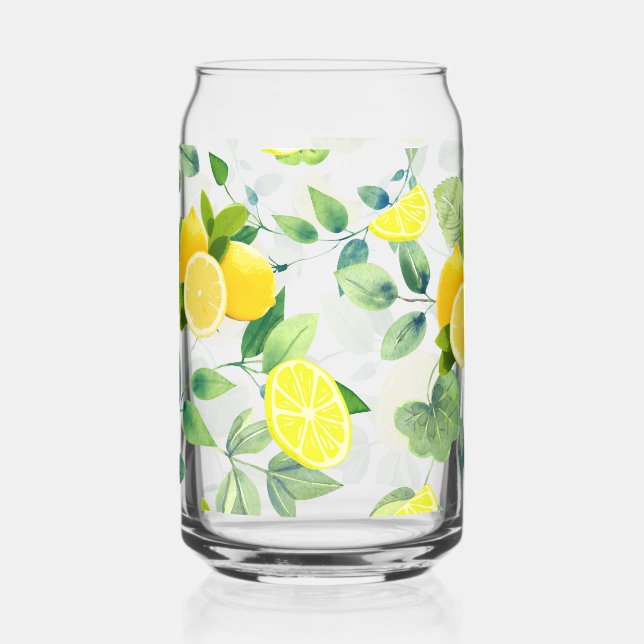 Tropical Summer Citrus fresh orange lemon Slice  Can Glass (Front)