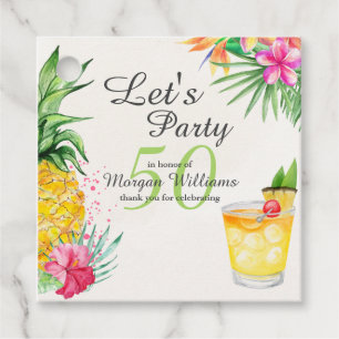 Tropical Summer Cocktail 50th Birthday Party Favour Tags