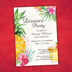 Tropical Summer Cocktail Divorce Support Party Invitation