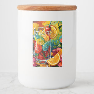 Tropical Summer Cocktail Impasto Oil Painting Food Label