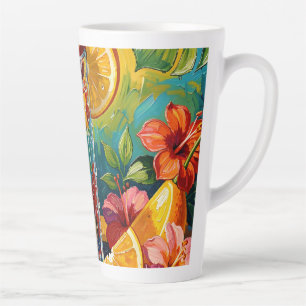 Tropical Summer Cocktail Impasto Oil Painting Latte Mug