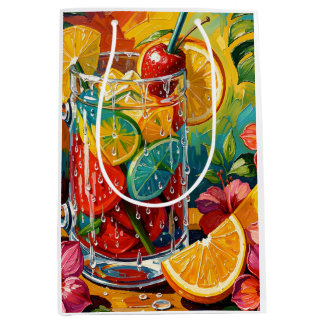 Tropical Summer Cocktail Impasto Oil Painting Medium Gift Bag