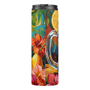 Tropical Summer Cocktail Impasto Oil Painting Thermal Tumbler