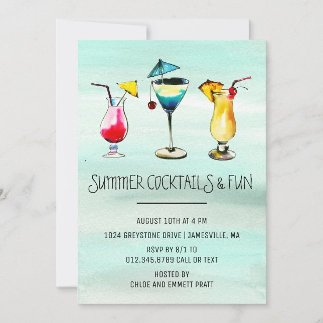 Tropical Summer Cocktail Party Invitation (Front)