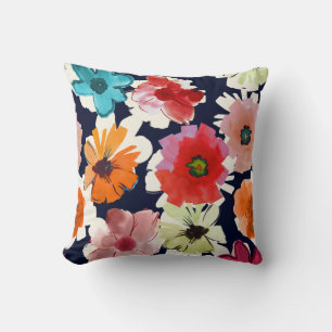 Tropical summer   Colourful florals Design Cushion