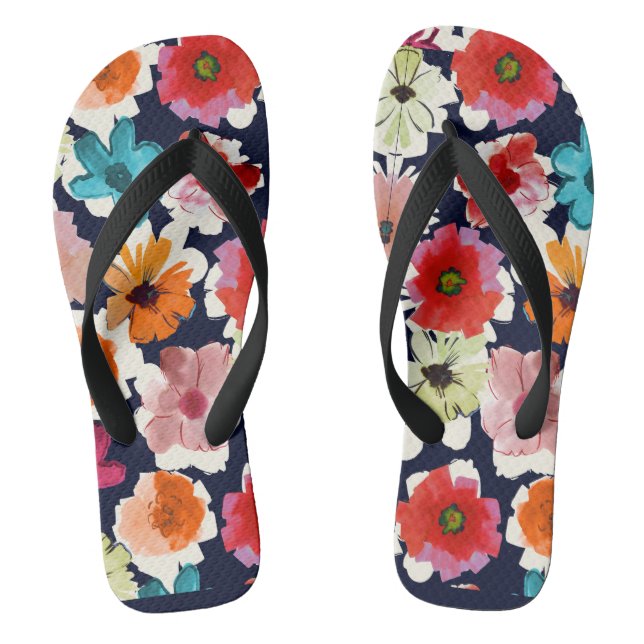 Tropical summer | Colourful florals Design Flip Flops (Footbed)