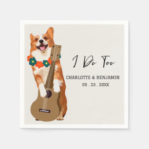 Tropical Summer Corgi Dog Wedding Napkin