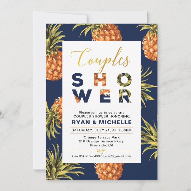 Tropical Summer Couples Wedding Shower Invitation (Front)