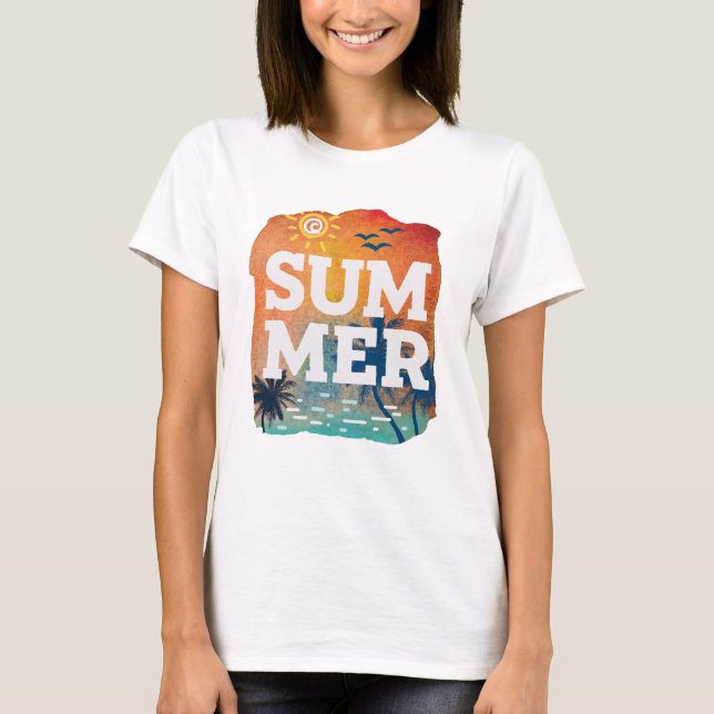 Tropical Summer Exotic Sunset T-Shirt (Front)