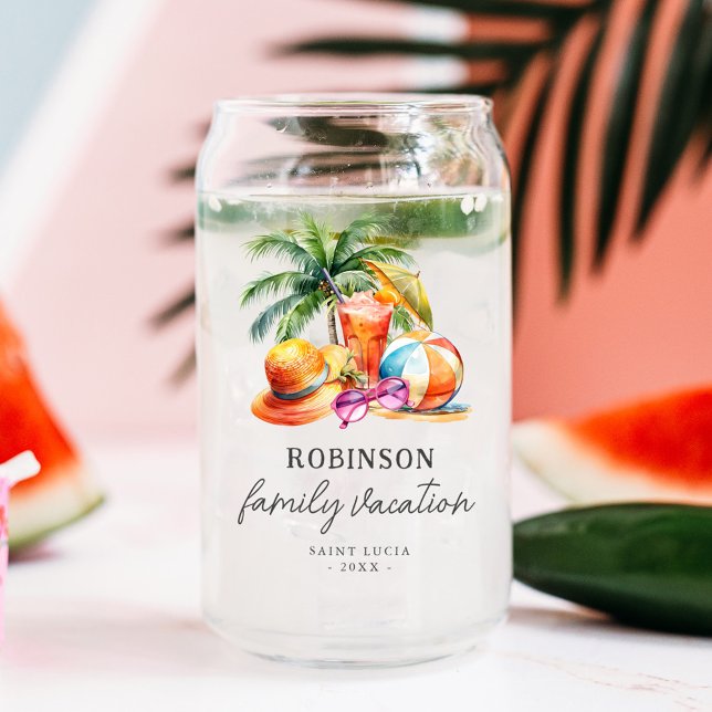 Tropical Summer Family Vacation Can Glass (Creator Uploaded)
