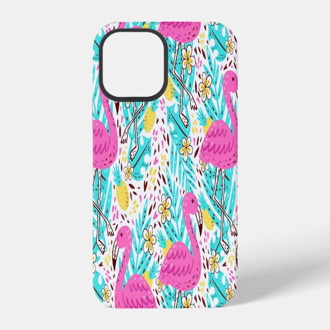 Tropical Summer Flamingo: Bright Pattern Elements iPhone Case (Back)