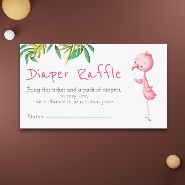 Tropical Summer Flamingo Diaper Raffle Enclosure Card (Flamingo diaper raffle girl baby shower card)