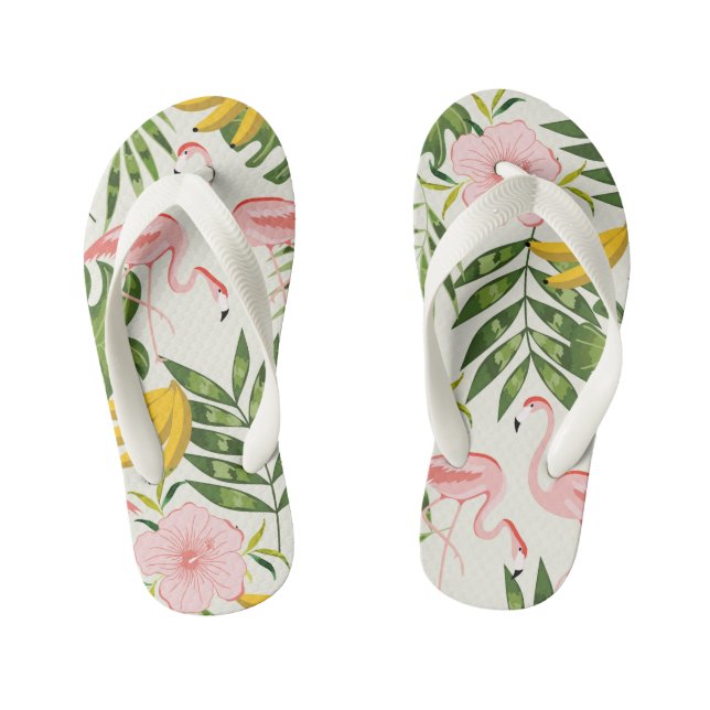Tropical Summer Flamingo Flip Flops (Footbed)