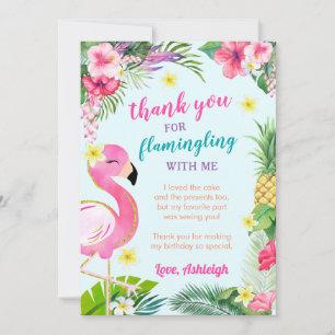 Tropical Summer Flamingo Thank You Card