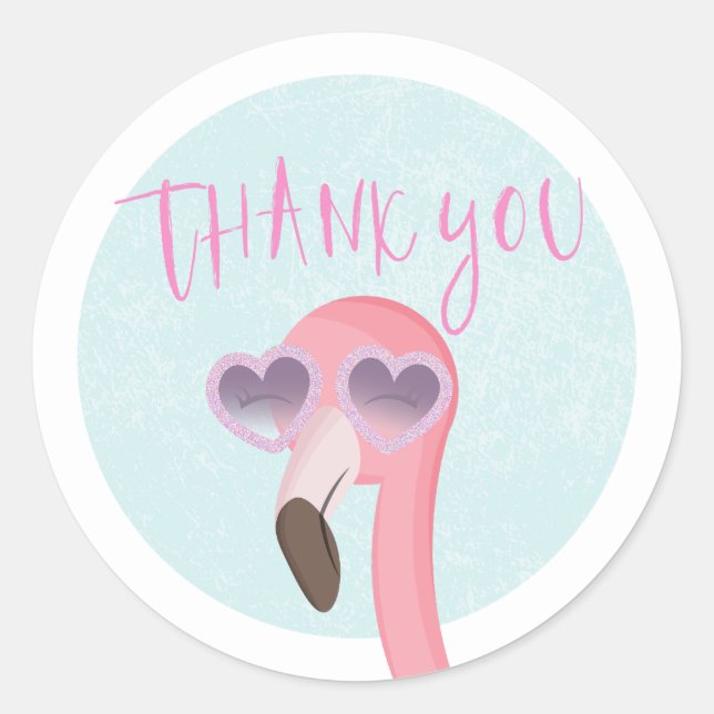 Tropical Summer Flamingo Thank You Favor Sticker (Front)