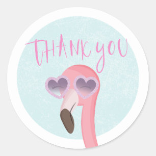 Tropical Summer Flamingo Thank You Favour Sticker