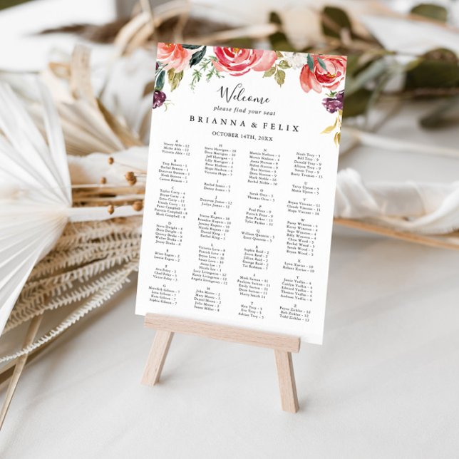 Tropical Summer Floral Alphabetical Seating Chart (Creator Uploaded)