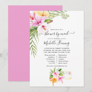 Tropical Summer Floral Baby Shower by Mail Invitation
