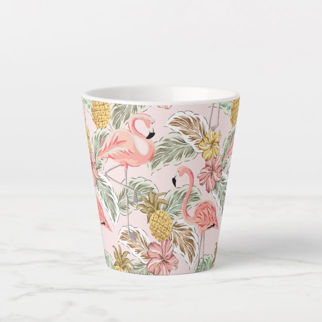Tropical Summer Floral Design Latte Mug (Front)