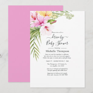 Tropical Summer Floral Drive By Shower Invitation
