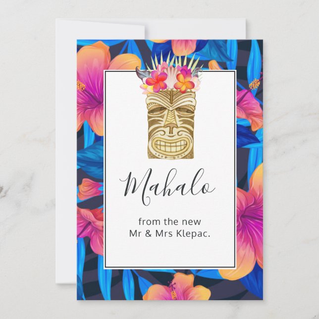 Tropical Summer Floral Thank You Card (Front)