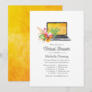 Tropical Summer Floral Virtual Baby Shower Invitation