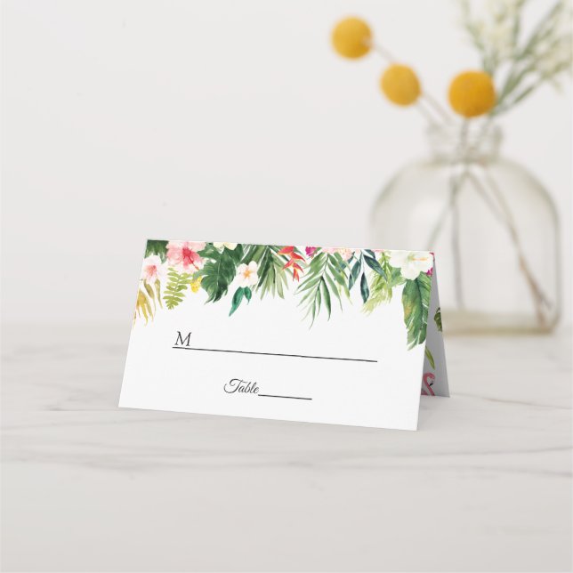 Tropical Summer Floral Wedding Table Place Card (Front)