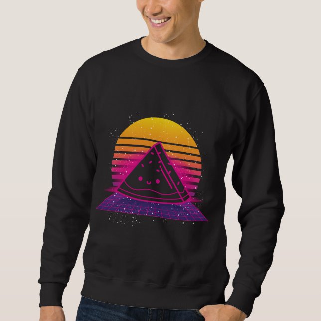 Tropical Summer Fruit 80s Retro Synthwave Sunset W Sweatshirt (Front)