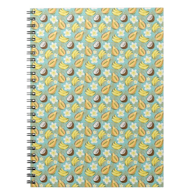 Tropical Summer Fruit Pattern Notebook (Front)