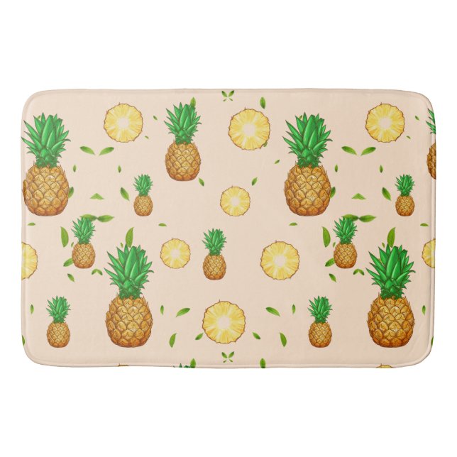 TROPICAL SUMMER FRUIT pineapple Slice pattern Bath Mat (Front)