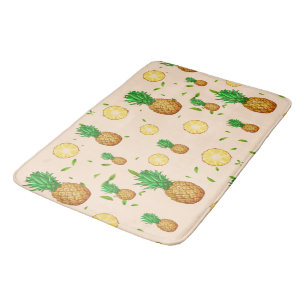 TROPICAL SUMMER FRUIT pineapple Slice pattern Bath Mat