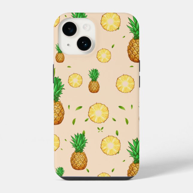 TROPICAL SUMMER FRUIT pineapple Slice pattern iPhone Case (Back)