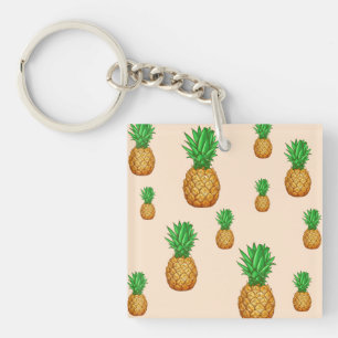 TROPICAL SUMMER FRUIT pineapple Slice  Pattern Key Ring