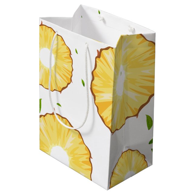 TROPICAL SUMMER FRUIT pineapple Slice pattern Medium Gift Bag (Back Angled)
