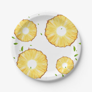 TROPICAL SUMMER FRUIT pineapple Slice pattern Paper Plate