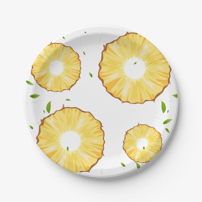 TROPICAL SUMMER FRUIT pineapple Slice pattern Paper Plate (Front)