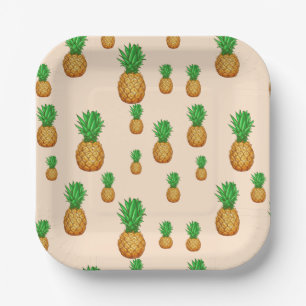 TROPICAL SUMMER FRUIT pineapple Slice  Pattern Paper Plate
