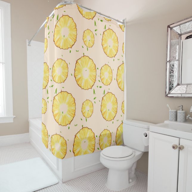 TROPICAL SUMMER FRUIT pineapple Slice pattern Shower Curtain (In Situ)