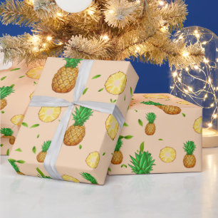 TROPICAL SUMMER FRUIT pineapple Slice pattern Wrapping Paper