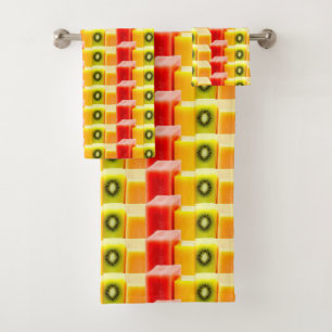 Tropical Summer Fruits – 3D Kiwi, Watermelon & M Bath Towel Set