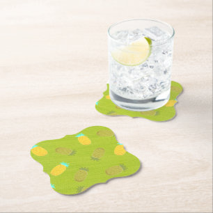 Tropical Summer Fruits Kiwi Green Paper Coaster
