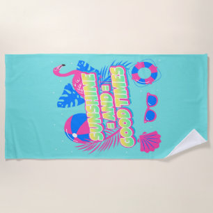 Tropical Summer Fun Vibes Beach Towel