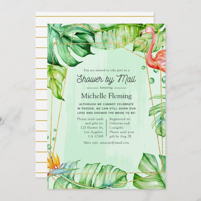 Tropical Summer Geometric Bridal Shower by Mail Invitation (Front/Back)