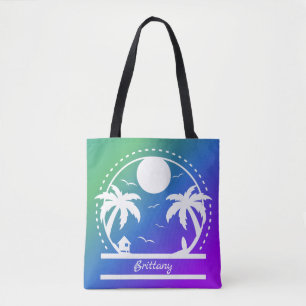 Tropical Summer (green-blue-purple gradient) Tote Bag