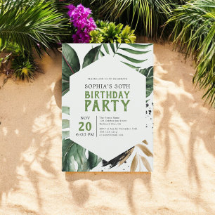 Tropical Summer Greenery Birthday Invitation